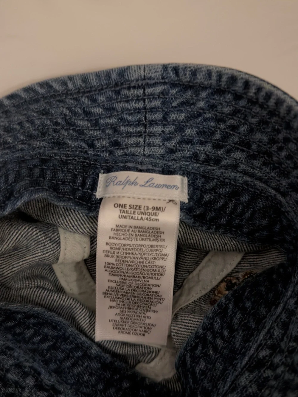 Ralph Lauren Navy Denim Kids Polo Bear Bucket Hat